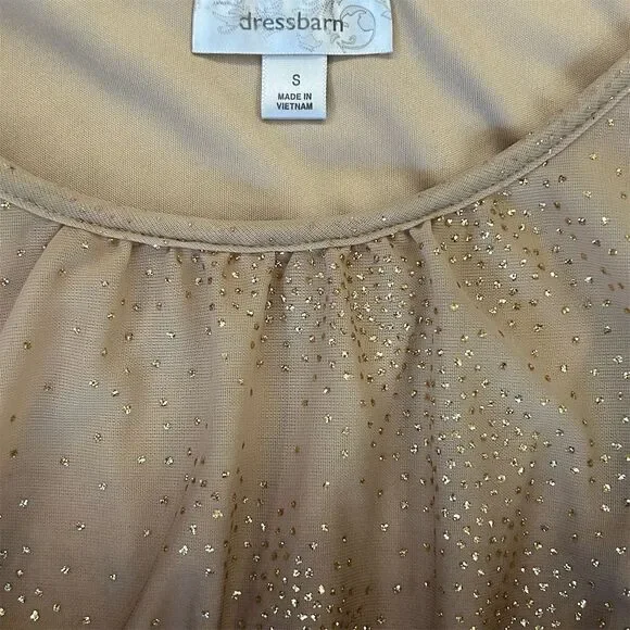Dressbarn Women's Gold Ombre Glitter Blouse Size S Flutter Sleeve - Picture 2 of 6